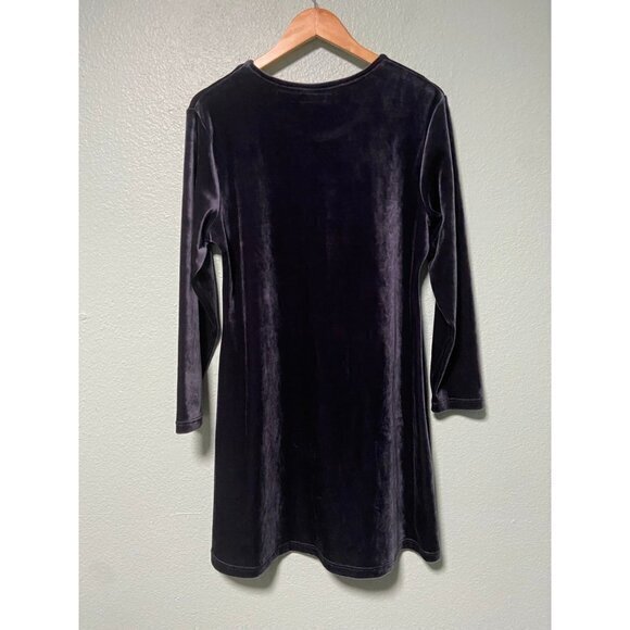 Vintage Baxter Wells Women's Navy Blue Velvet Long Sleeve Dress Size P Large - Picture 2 of 8
